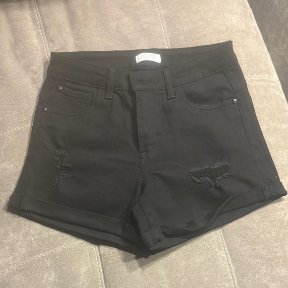 Ariya Black High-Waisted Jean Shorts - Picture 1 of 8